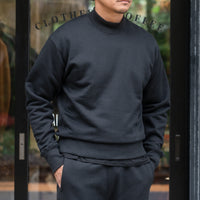 WEARLNESS/Cotton Silk Mock Neck Sweat/Black