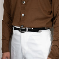 ALBERTO LUTI/Suede Concho Belt/Black