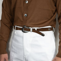 ALBERTO LUTI/Suede Concho Belt/Brown