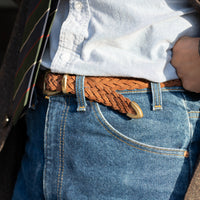ALBERTO LUTI/Suede Mesh Belt/Brown