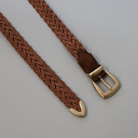 ALBERTO LUTI/Suede Mesh Belt/Brown