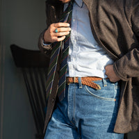 ALBERTO LUTI/Suede Mesh Belt/Brown