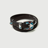 ALBERTO LUTI/Suede Western Belt/Dark Brown