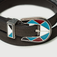 ALBERTO LUTI/Suede Western Belt/Dark Brown