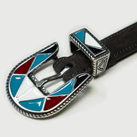 ALBERTO LUTI/Suede Western Belt/Dark Brown