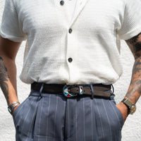 ALBERTO LUTI/Suede Western Belt/Dark Brown