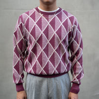 WEARLNESS/Gradation Argyle Knit/Bordeaux