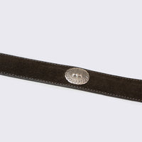ALBERTO LUTI/Suede Concho Belt/Dark Brown