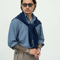【Order】WEARLNESS/Long point regular collar shirt/FM22104/Chambray