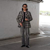 LA FAVOLA/Linen Plaid Bush Jacket