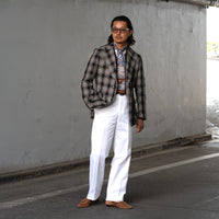 LA FAVOLA/Linen Plaid Bush Jacket