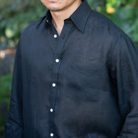 WEARLNESS/Classic Linen Shirt/Black
