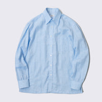 WEARLNESS/Classic Linen Shirt /Sax Blue