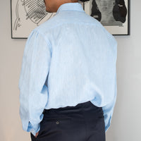 WEARLNESS/Classic Linen Shirt /Sax Blue