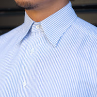 【Order】WEARLNESS/Long point regular collar shirt/Oxford Stripe Blue