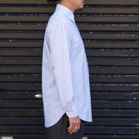 【Order】WEARLNESS/Long point regular collar shirt/Oxford Stripe Blue