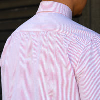 【Order】WEARLNESS/Long point regular collar shirt/Oxford Stripe Red