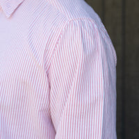 【Order】WEARLNESS/Long point regular collar shirt/Oxford Stripe Red