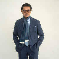 SEVEN FOLD/72300/Vintage Stripe Scarf/BLUE