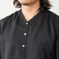 WEARLNESS/Linen Sleeping Shirts/Black