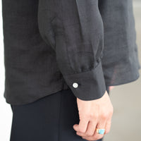 WEARLNESS/Linen Sleeping Shirts/Black