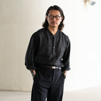 WEARLNESS/Linen Sleeping Shirts/Black