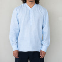 WEARLNESS/Linen Sleeping Shirts/Blue