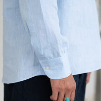 WEARLNESS/Linen Sleeping Shirts/Blue