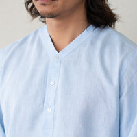 WEARLNESS/Linen Sleeping Shirts/Blue