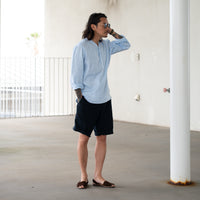 WEARLNESS/Linen Sleeping Shirts/Blue