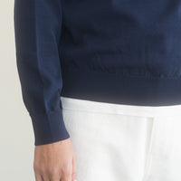 WEARLNESS/Standard Crew-Neck Knit/NAVY
