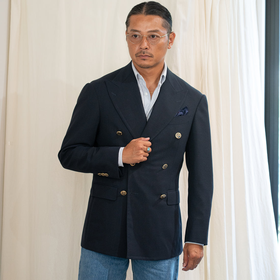 WEARLNESS/Classic Navy Blazer/ William Halstead 70%WOOL x30%MOHAIR