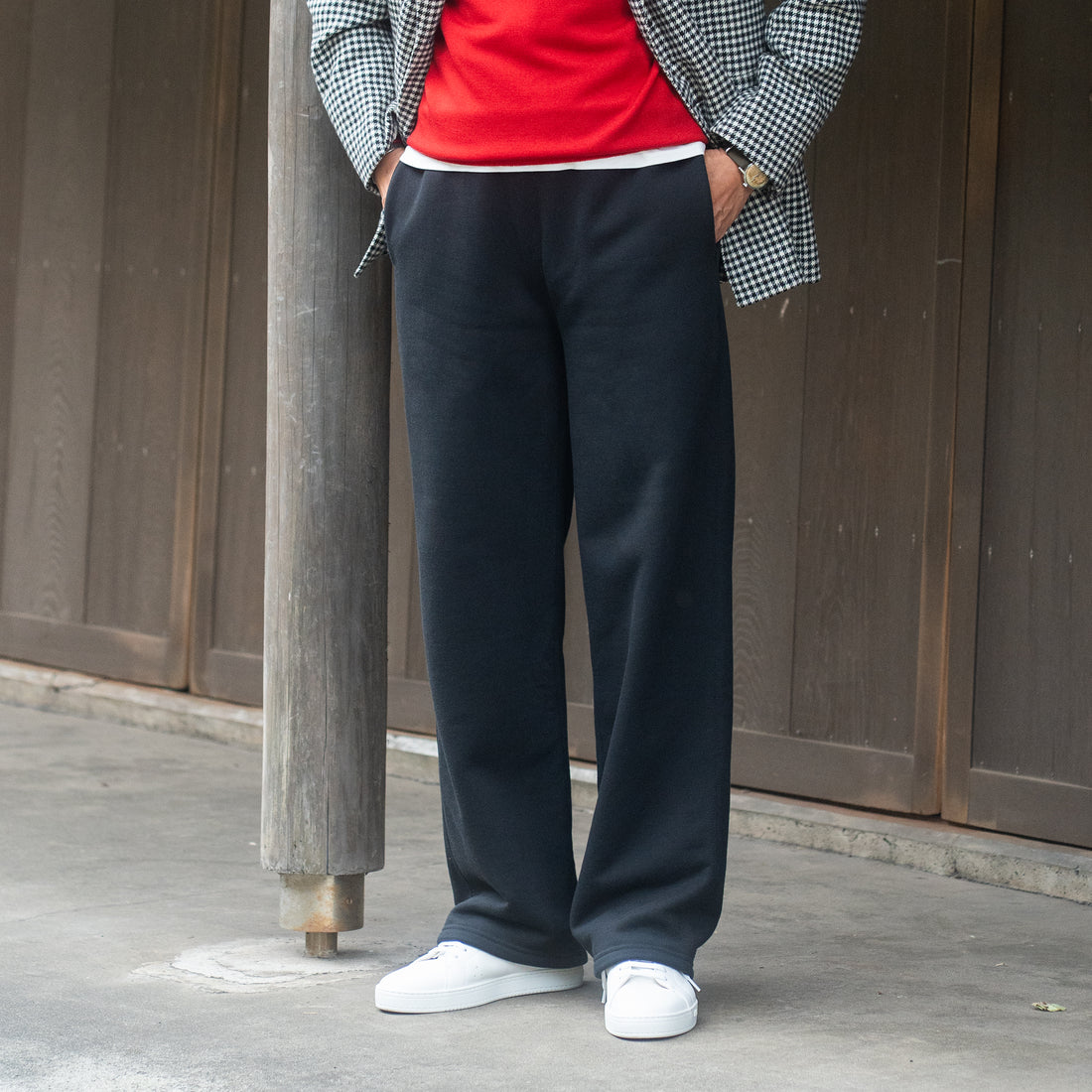 WEARLNESS/Cotton Silk Sweat Trousers/Black