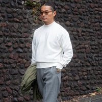 WEARLNESS/Cotton Silk Mock Neck Sweat/White