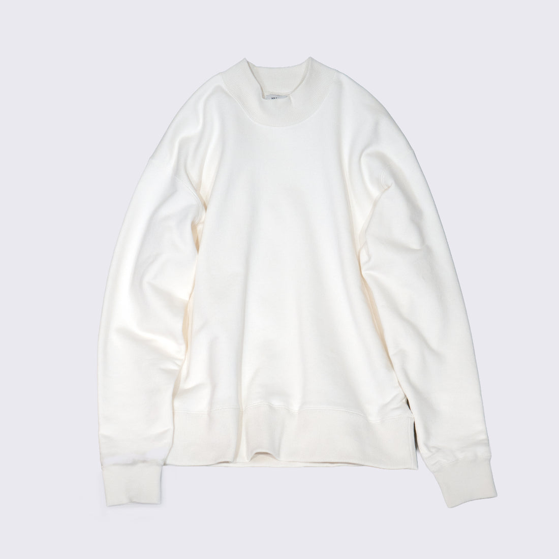 WEARLNESS/Cotton Silk Mock Neck Sweat/White