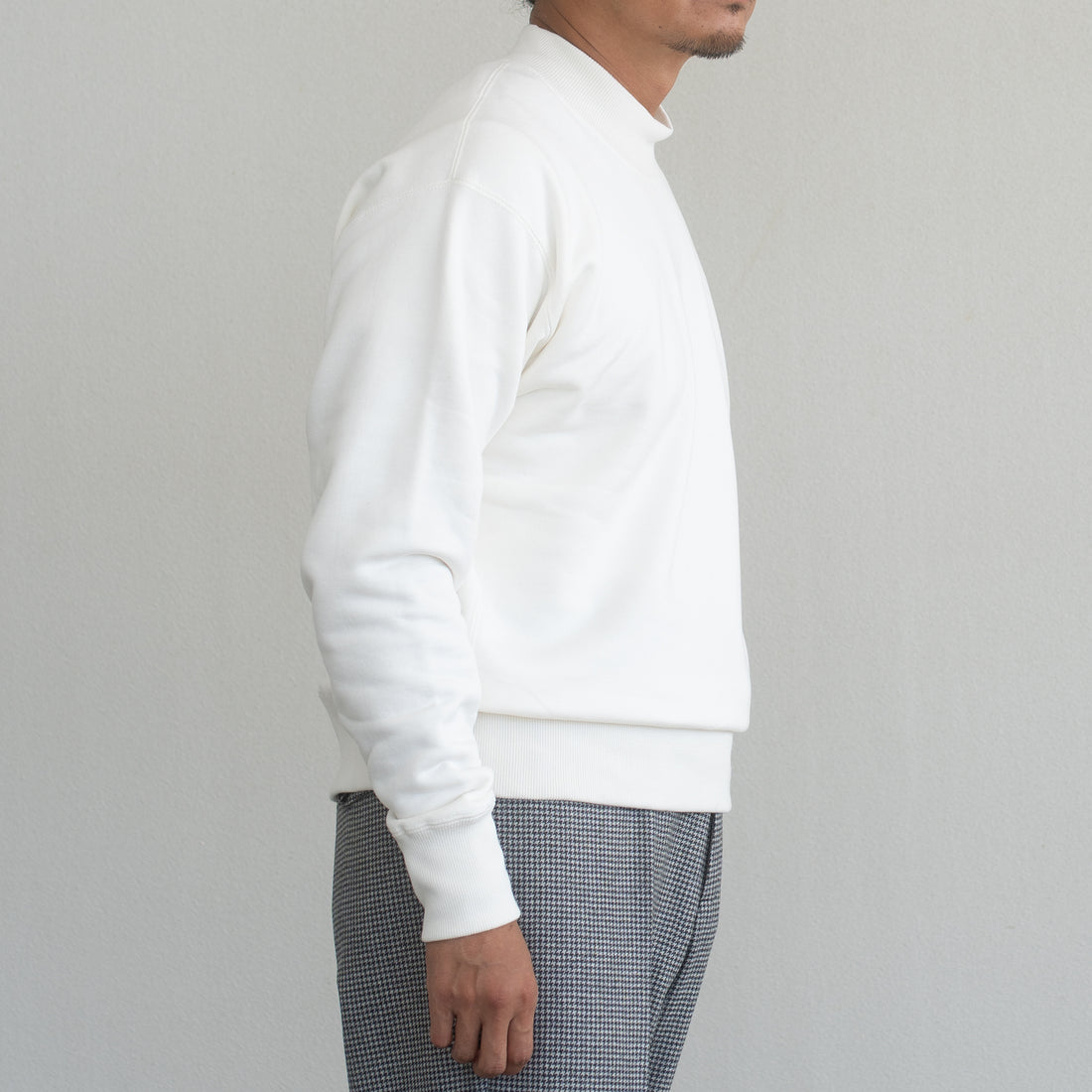 WEARLNESS/Cotton Silk Mock Neck Sweat/White