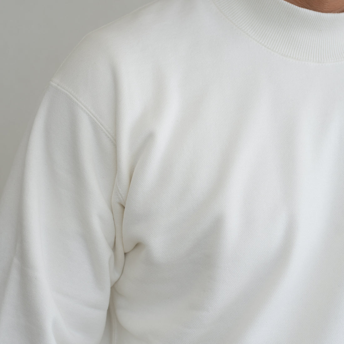 WEARLNESS/Cotton Silk Mock Neck Sweat/White