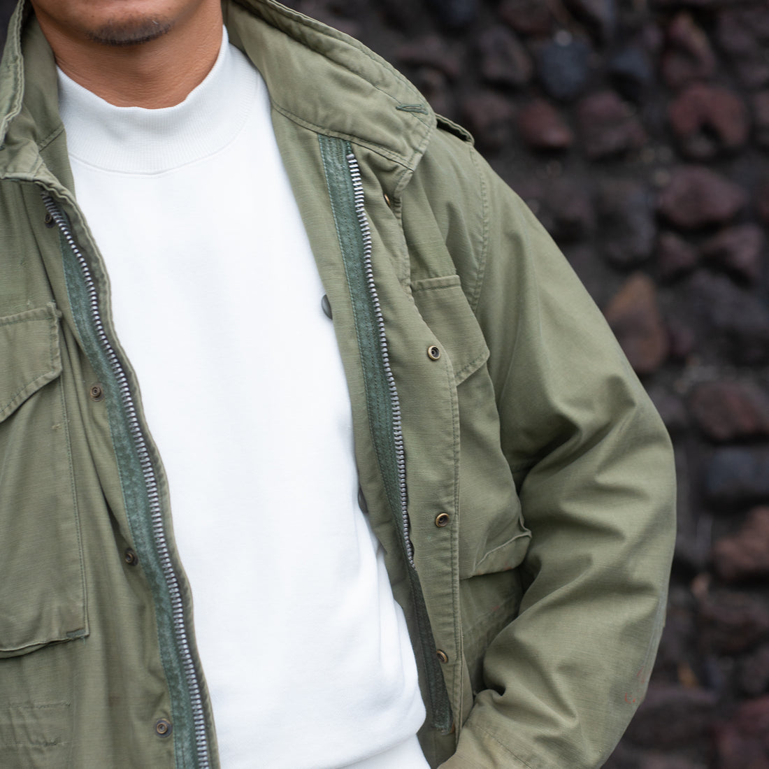 WEARLNESS/Cotton Silk Mock Neck Sweat/White
