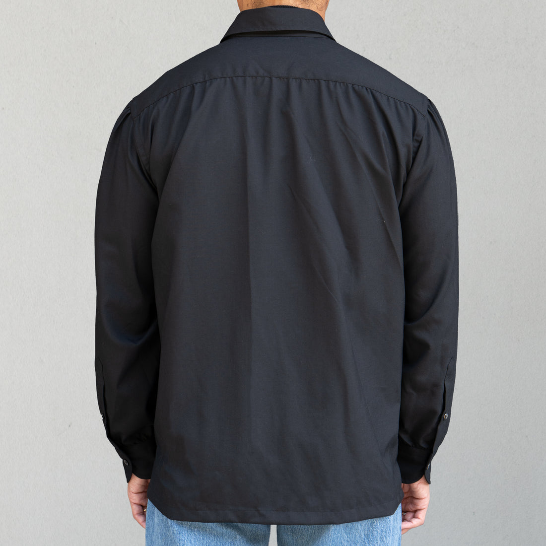 WEARLNESS/Double Pocket Wool Shirt/Black