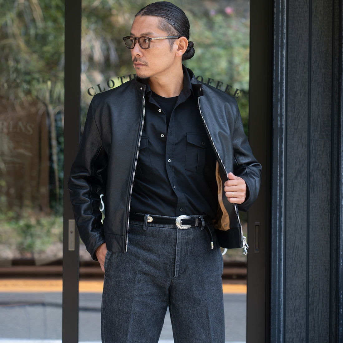 WEARLNESS/Double Pocket Wool Shirt/Black