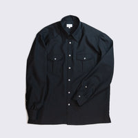 WEARLNESS/Double Pocket Wool Shirt/Black