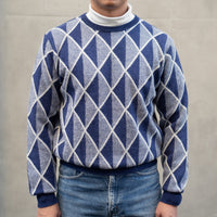 WEARLNESS/Gradation Argyle Knit/Blue