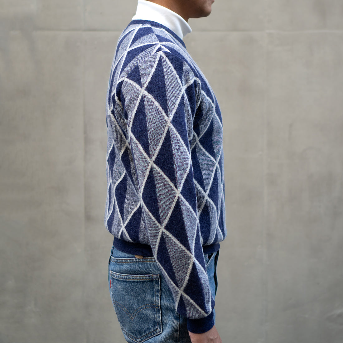 WEARLNESS/Gradation Argyle Knit/Blue