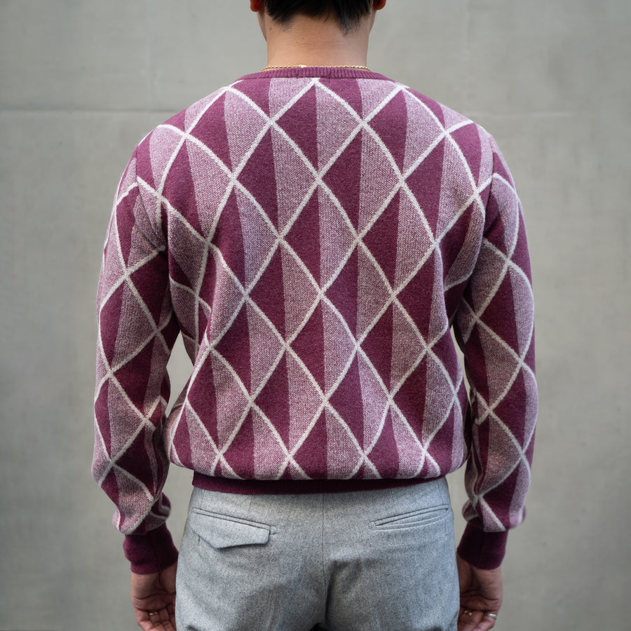 WEARLNESS/Gradation Argyle Knit/Bordeaux