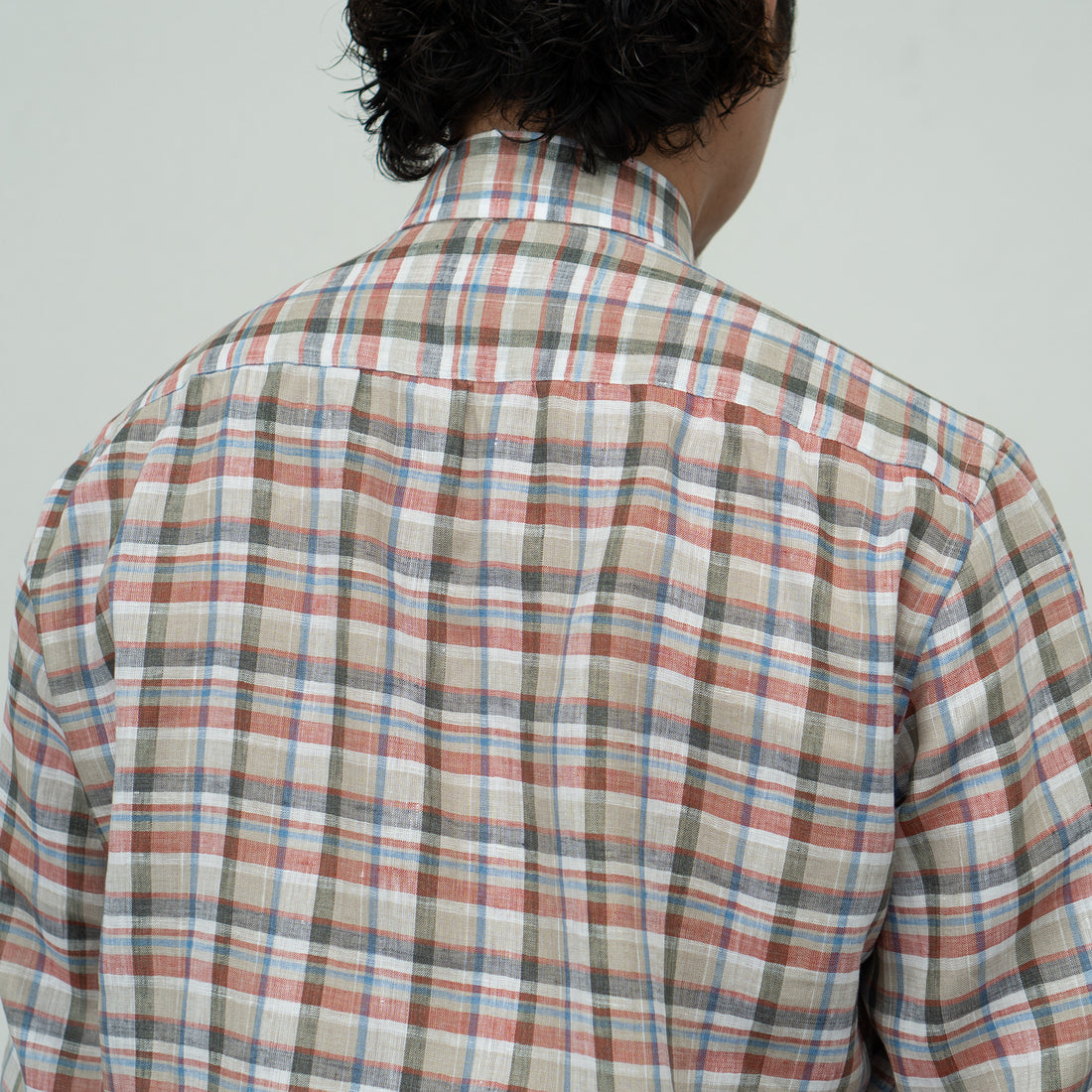 【Order】WEARLNESS/Long point regular collar shirt/Albini Linen Check