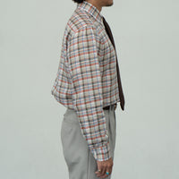 【Order】WEARLNESS/Long point regular collar shirt/Albini Linen Check