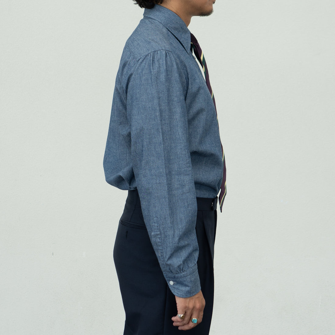 【Order】WEARLNESS/Long point regular collar shirt/Chambray