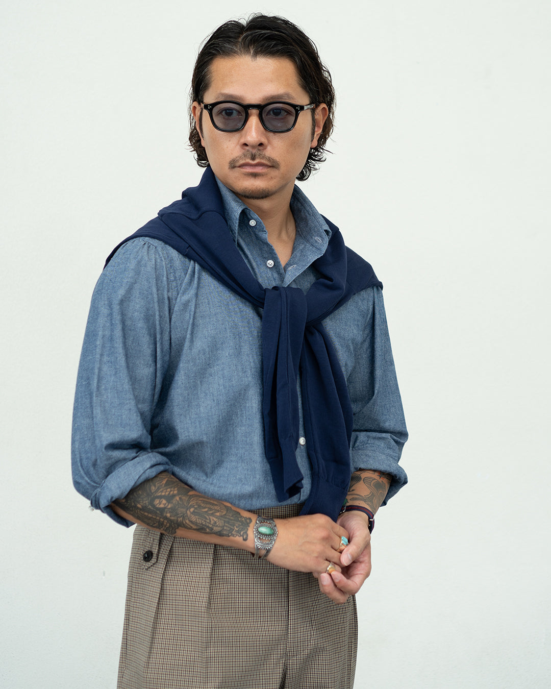 【Order】WEARLNESS/Long point regular collar shirt/Chambray