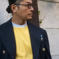 KANELL LE B-A-BA Bicolor Cotton Knit イエロー×グレー