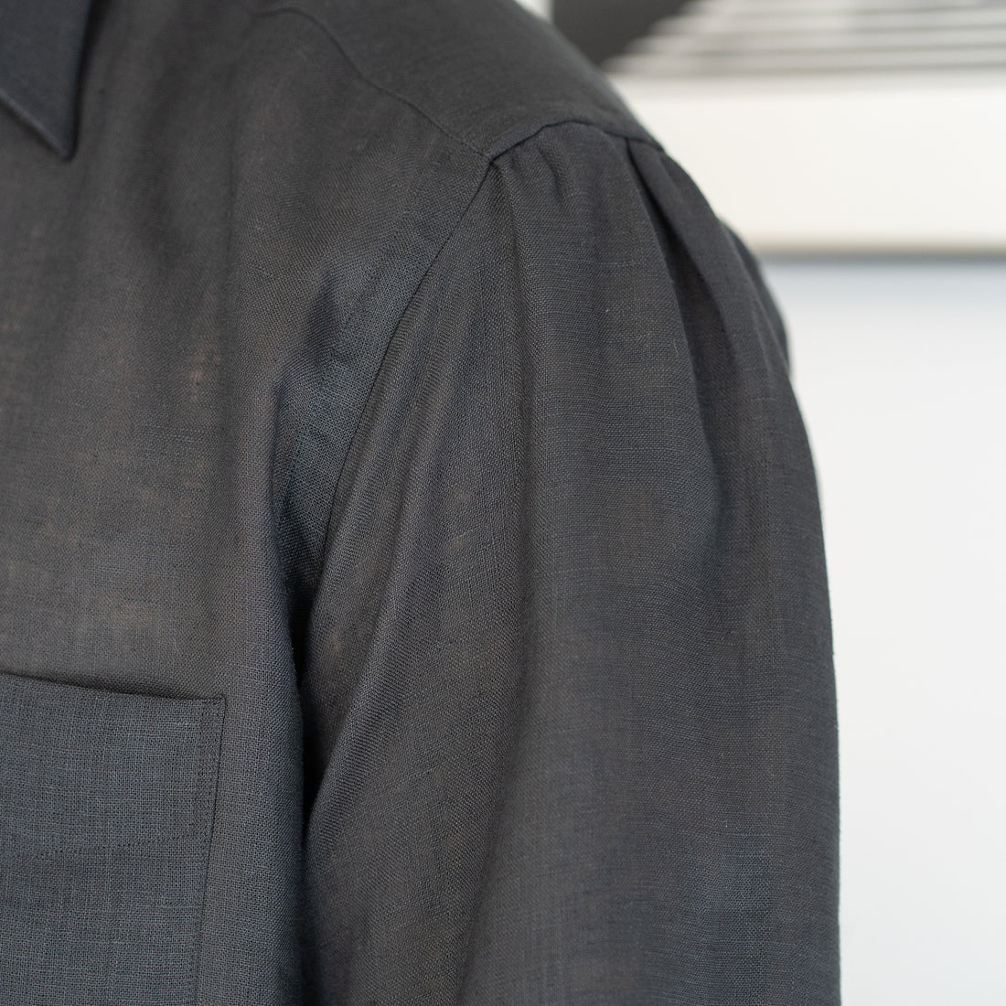 WEARLNESS/Classic Linen Shirt/Black